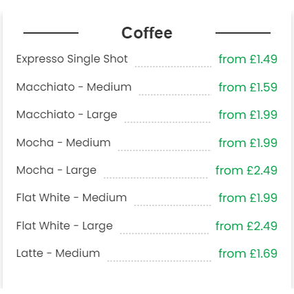 Coffee-Menu