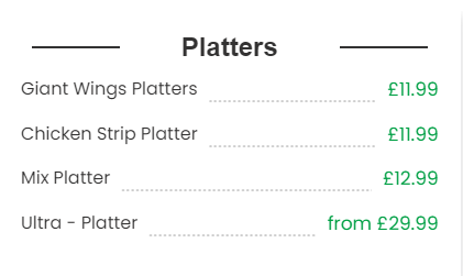 Platters-Menu