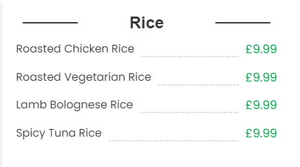 Rice-Menu